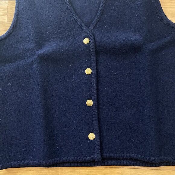 Milano Design‎ Groups Vintage Navy 100% Wool Vest 4 Gold Buttons Classic Sz Med - Picture 8 of 10